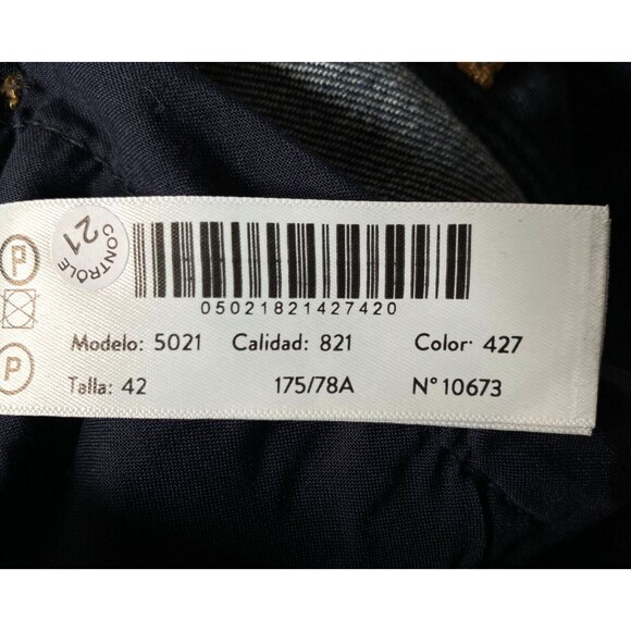 Massimo Dutti Denim Shorts 10 Blue Dark Wash Button Fly Faux Leather Pocket NWT - Picture 13 of 16